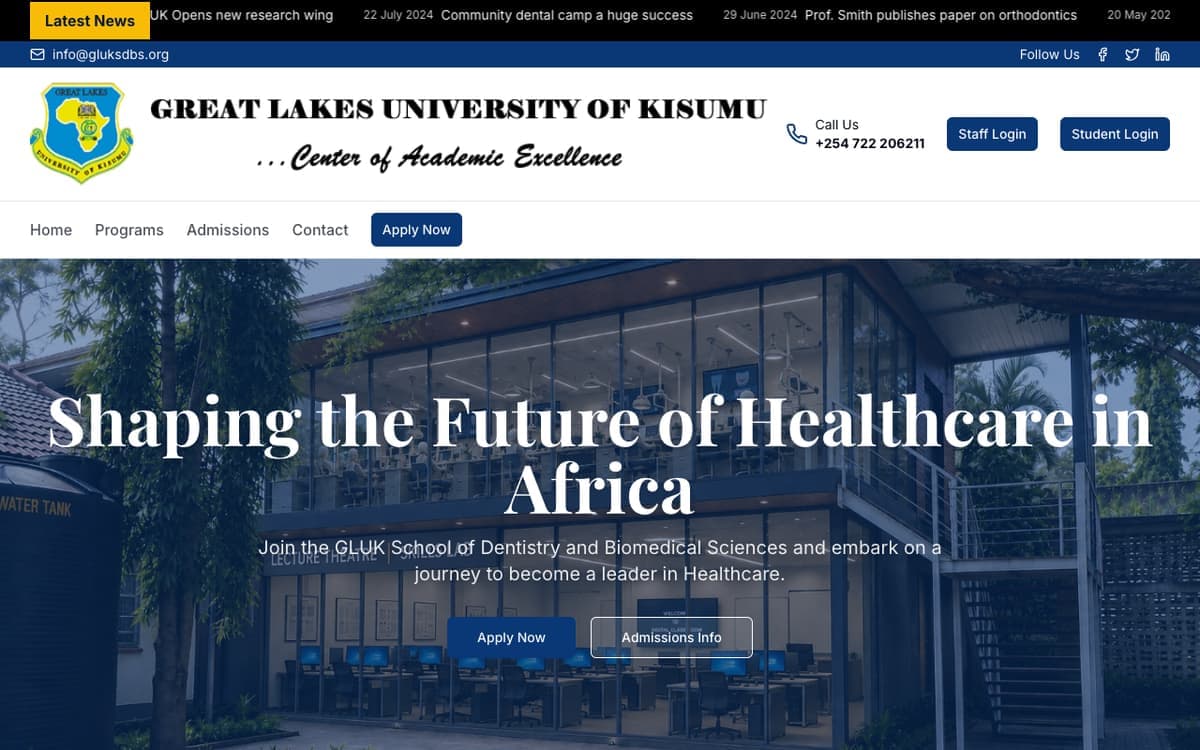 GLUK School of Dentistry & Biomedical Sciences higher education & medical training website by Gregory Shikutwa