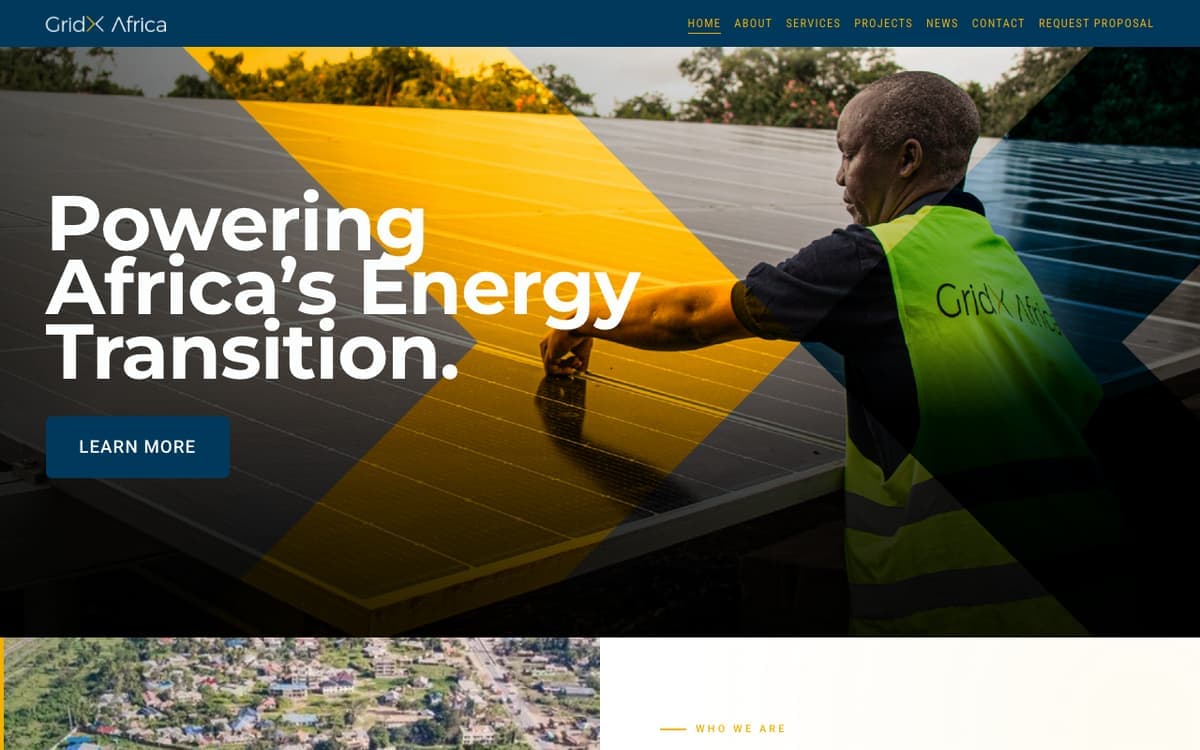 GridX Africa renewable energy & cleantech website by Gregory Shikutwa
