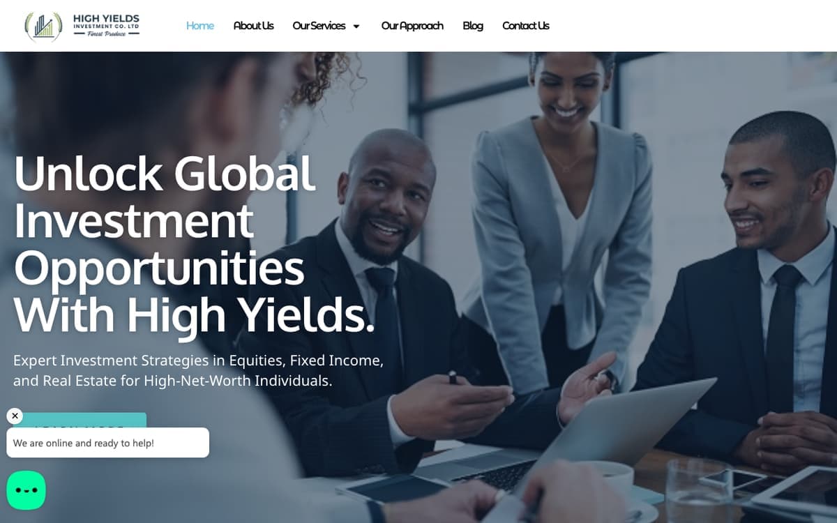 High Yields investment & wealth management website by Gregory Shikutwa