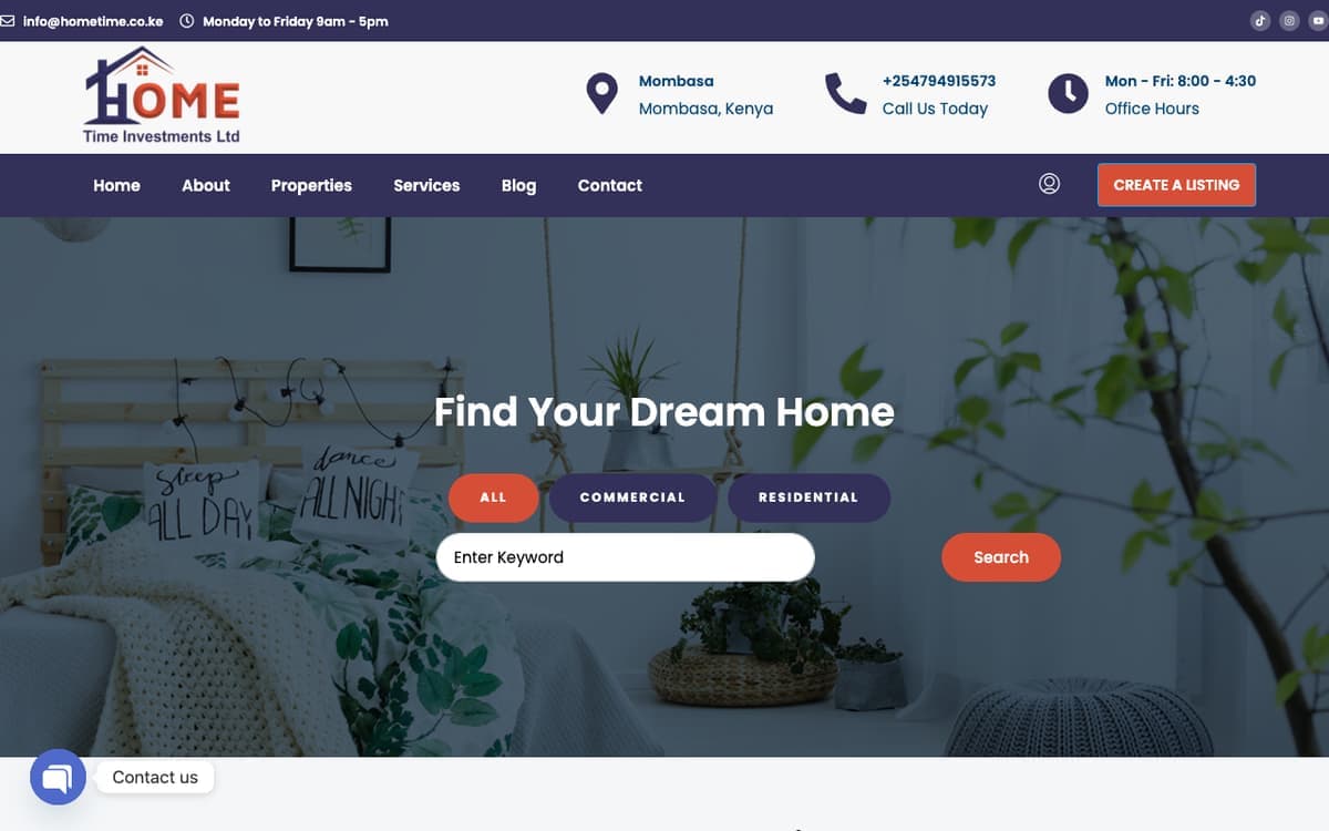 Hometime Investments coastal real estate & airbnb website by Gregory Shikutwa