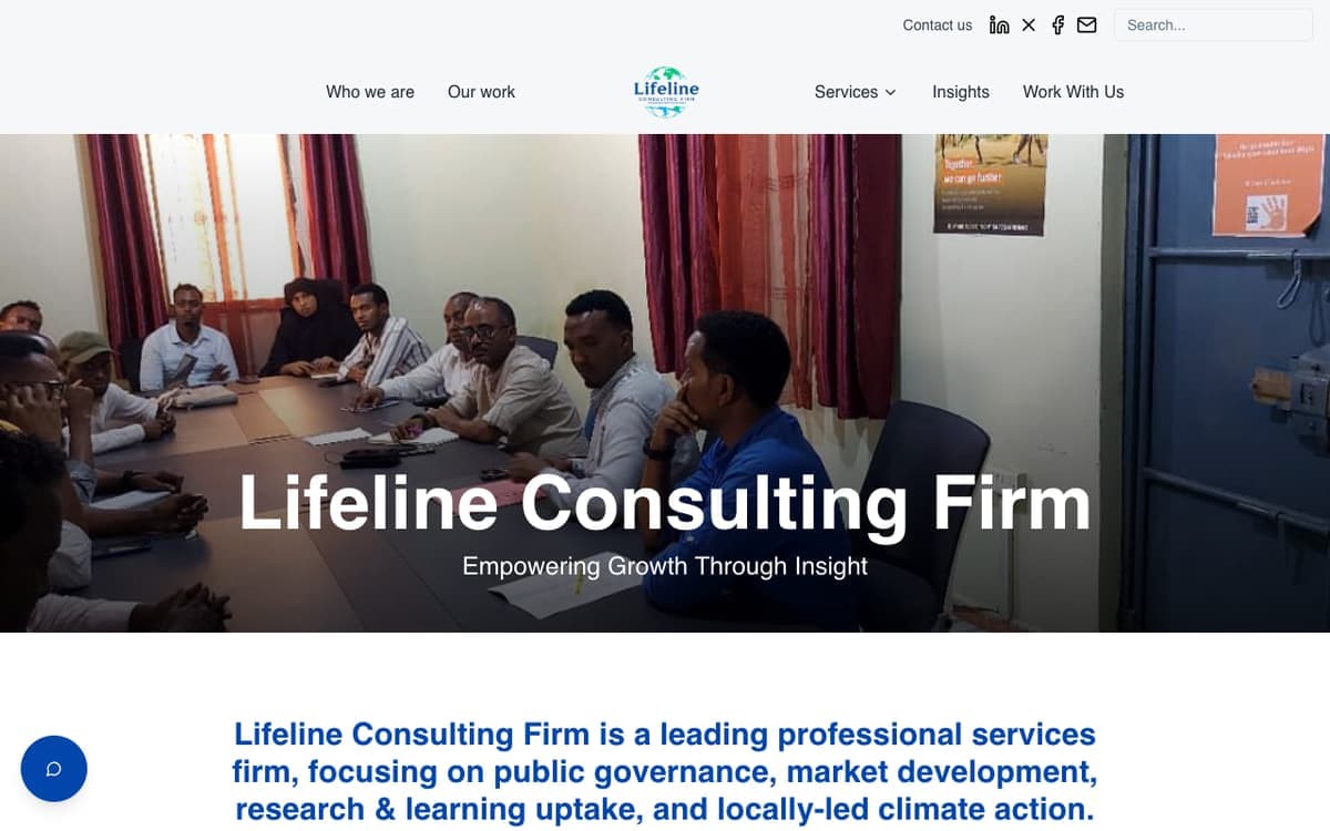 Lifeline Consulting Firm international development consulting website by Gregory Shikutwa