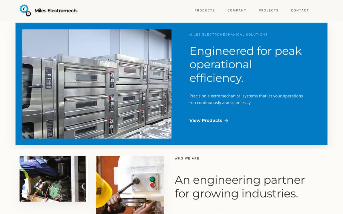 Miles Electro-Mech engineering & construction solutions website by Gregory Shikutwa
