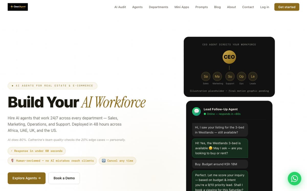 Omni Agent Marketplace ai saas & business automation website by Gregory Shikutwa