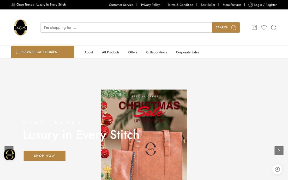 Onzetrends fashion & accessories website by Gregory Shikutwa