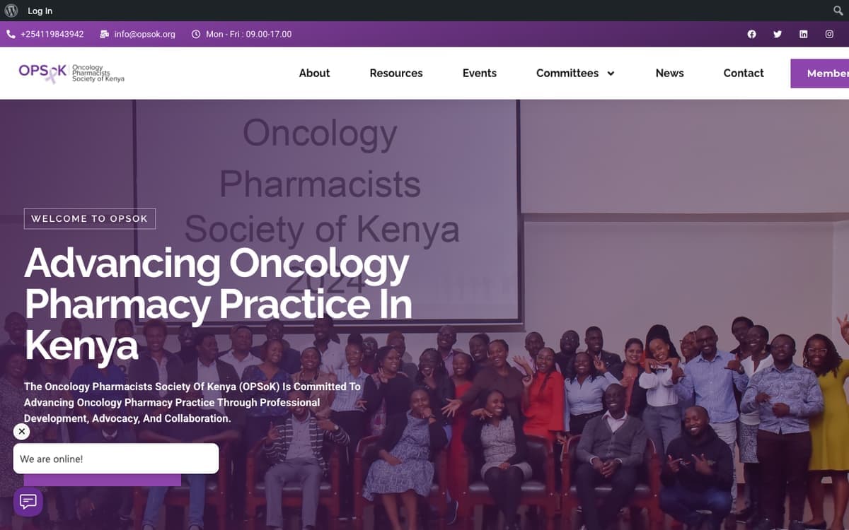 OPSOK oncology pharmacists society of kenya website by Gregory Shikutwa