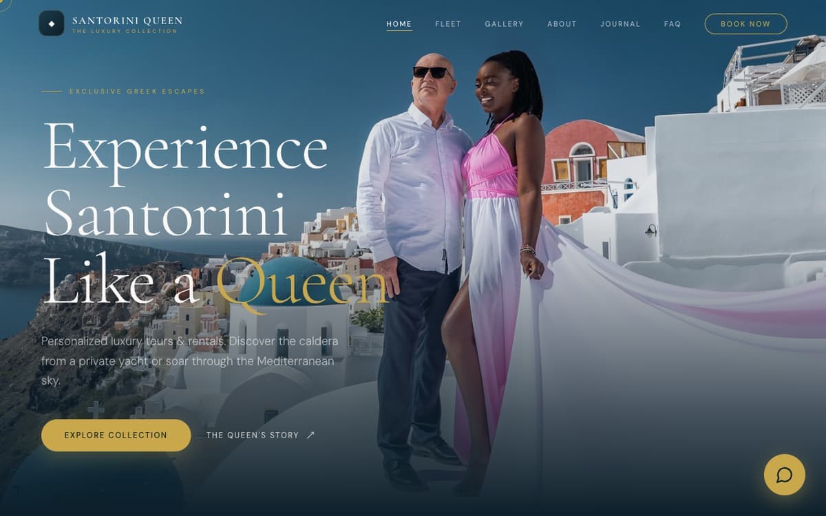 Santorini Queen luxury travel & yacht charters website by Gregory Shikutwa