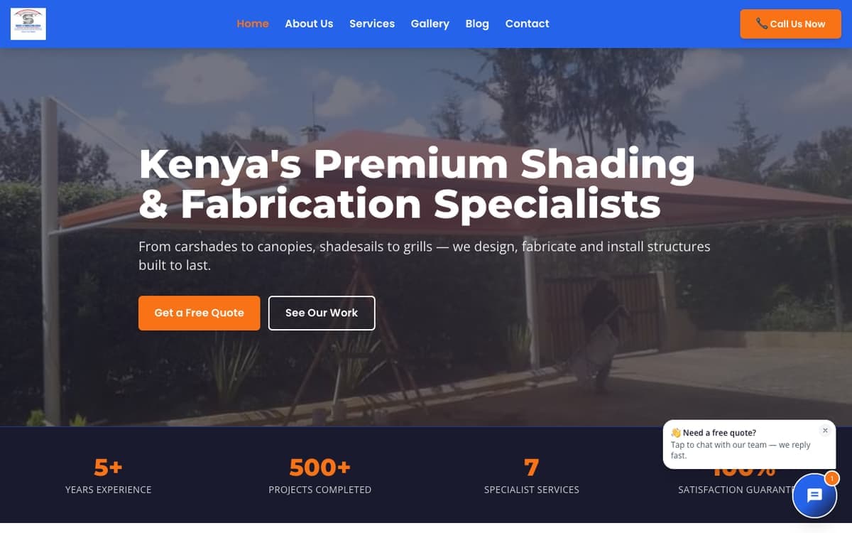 Shades & Fabrication Kenya shading & fabrication website by Gregory Shikutwa