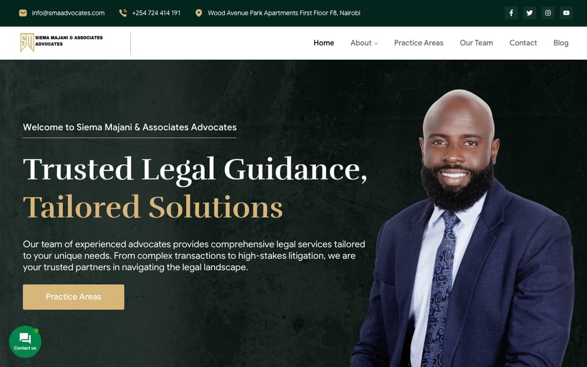 Siema Majani & Associates Advocates law firm & legal services website by Gregory Shikutwa