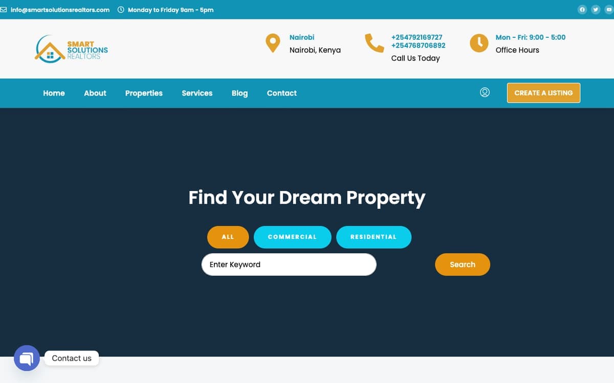 Smart Solutions Realtors real estate brokerage website by Gregory Shikutwa