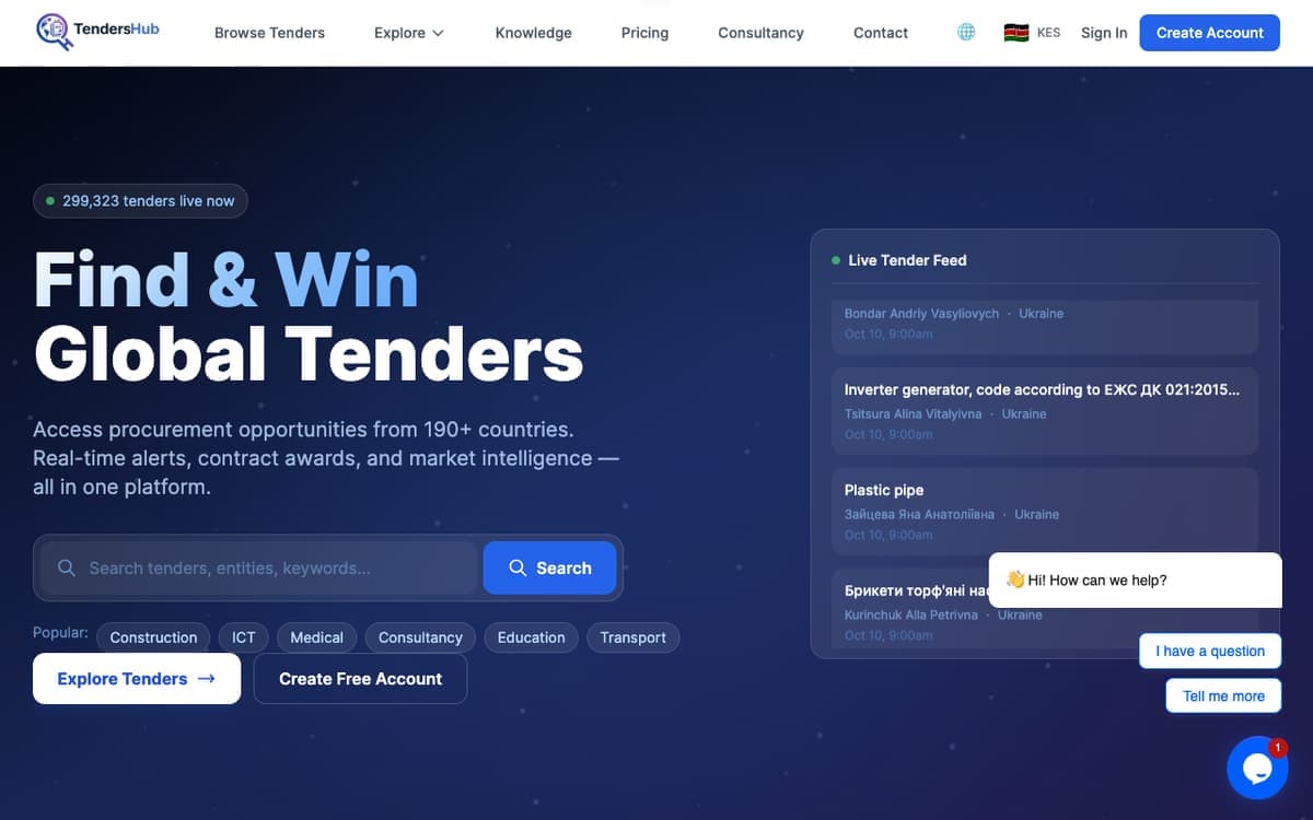 Tenders Access Hub tender intelligence platform website by Gregory Shikutwa