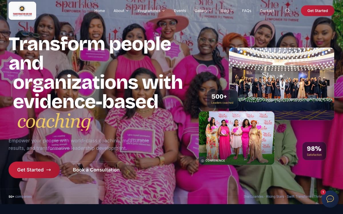 Transformation Ark Hub leadership coaching & training website by Gregory Shikutwa