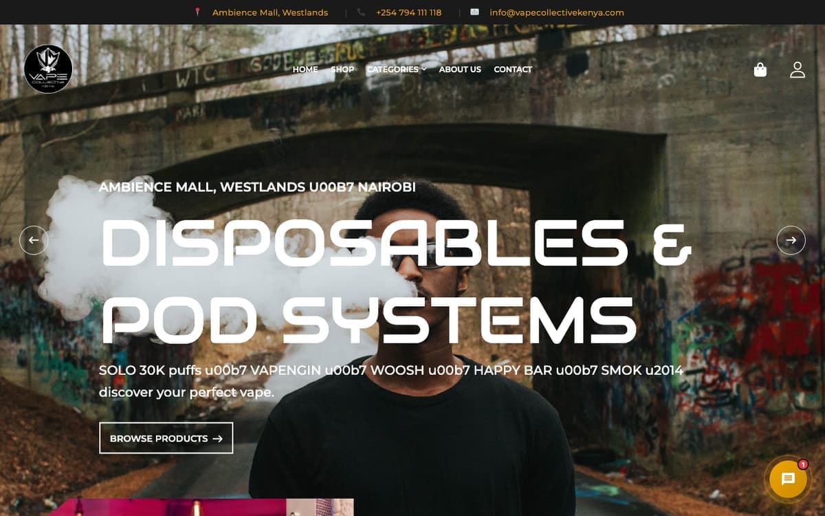 Vape Collective Kenya lifestyle retail website by Gregory Shikutwa