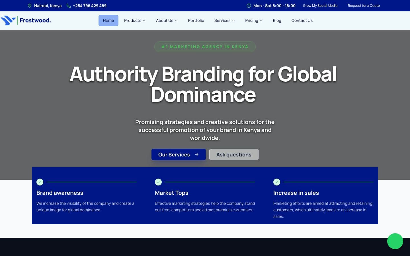 Frostwood Digital digital agency website by Gregory Shikutwa
