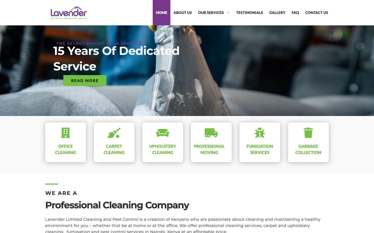 Lavender Limited cleaning company website by Gregory Shikutwa