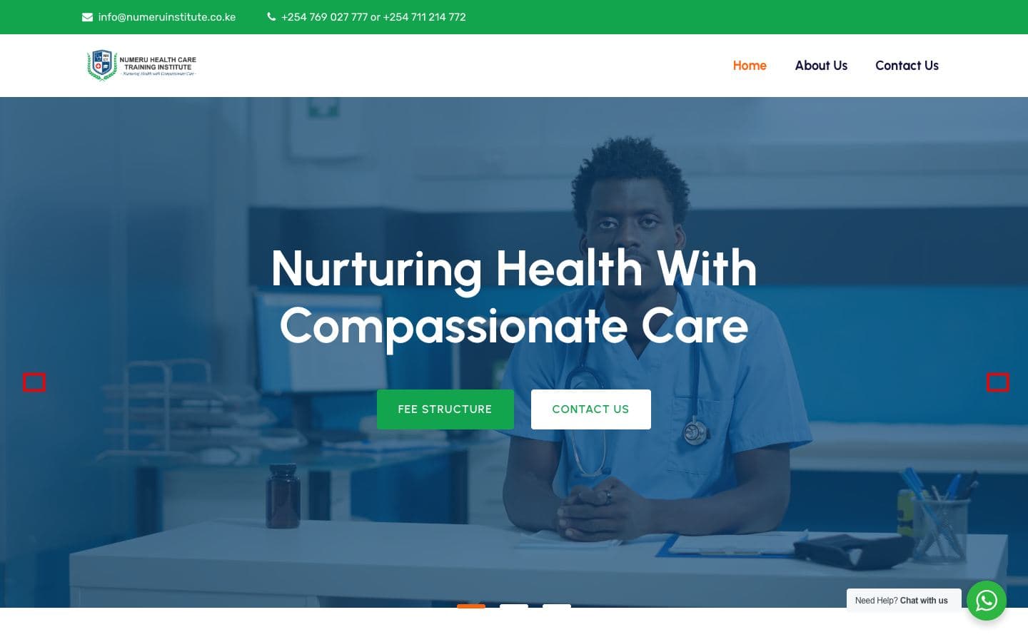 Numeru Institute health training institute website by Gregory Shikutwa