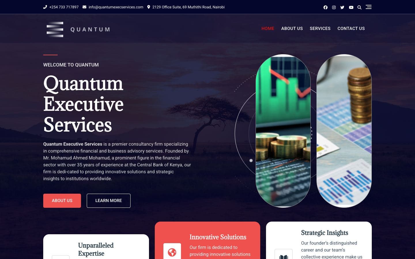 Quantum Executive Services financial consultancy website by Gregory Shikutwa